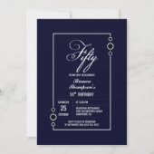 50e verjaardag moderne marine blauw feest kaart (Voorkant)