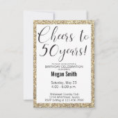 50e verjaardag Moderne Minimalistische Glitter Par Kaart (Voorkant)