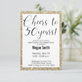 50e verjaardag Moderne Minimalistische Glitter Par Kaart (Staand voorkant)