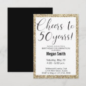 50e verjaardag Moderne Minimalistische Glitter Par Kaart (Voorkant / Achterkant)