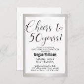 50e verjaardag Moderne Minimalistische Zilverparti Kaart (Voorkant / Achterkant)