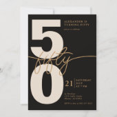 50e verjaardag Moderne minimalistische zwart goud Kaart (Voorkant)