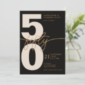 50e verjaardag Moderne minimalistische zwart goud Kaart (Staand voorkant)