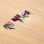 50e verjaardag Moderne Moody Bourgondië Blush Bloe Acryl Uitnodigingen (Laagn)