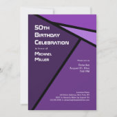 50e verjaardag Moderne Paarse geometrische vormen Kaart (Voorkant)