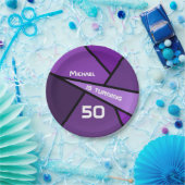 50e verjaardag Moderne Paarse geometrische vormen Papieren Bordje (Feest)