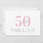 50e verjaardag Moderne Roze 50 en Fabulous Party Kaart (Achterkant)