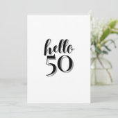 50e verjaardag Moderne Roze en Zwarte Partij Kaart (Staand voorkant)