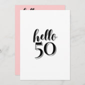 50e verjaardag Moderne Roze en Zwarte Partij Kaart (Voorkant / Achterkant)