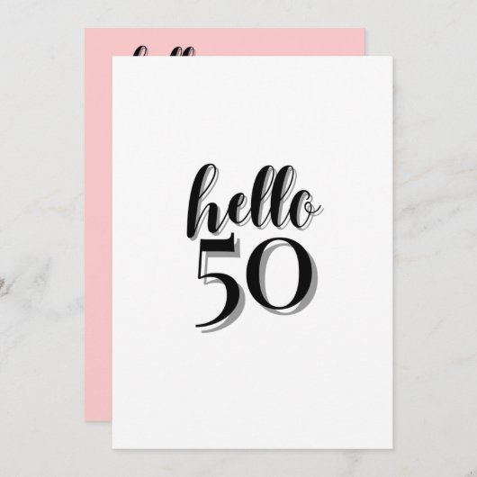 50e verjaardag Moderne Roze en Zwarte Partij Kaart (Voorkant / Achterkant)