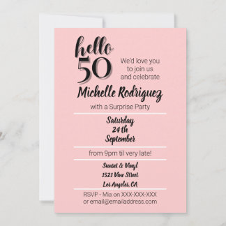 50e verjaardag Moderne Roze en Zwarte Partij Kaart