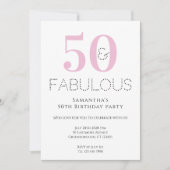 50e verjaardag Moderne Roze Partij Uitnodiging (Voorkant)