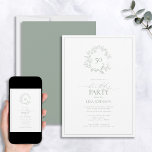 50e verjaardag Moderne Salie Groene Bladkam Kaart<br><div class="desc">Welkom bij uw halve eeuw verjaardagsfeest! Maar maak je geen zorgen, het is nog geen tijd om te vertragen. Stuur deze elegante 50ste verjaardag Moderne Sage Green Leafy Crest uitnodigingen en laat iedereen weten dat je klaar bent om in stijl te feesten. Deze uitnodigingen zijn voorzien van een met de...</div>