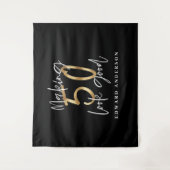 50e verjaardag moderne, stijlvolle zwarte en goudk wandkleed (Voorkant)