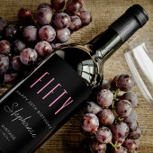 50e verjaardag Moderne Typografie Eenvoudig zwart Wijn Etiket