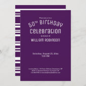 50e verjaardag Moderne uitnodiging tot Paarse stak (Voorkant / Achterkant)