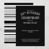 50e verjaardag Moderne zwarte grijze strepen Kaart (Voorkant / Achterkant)