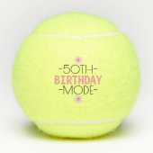 50e verjaardag Modus Roze Bloemstuk Persoonlijk Tennisballen (Voorkant)
