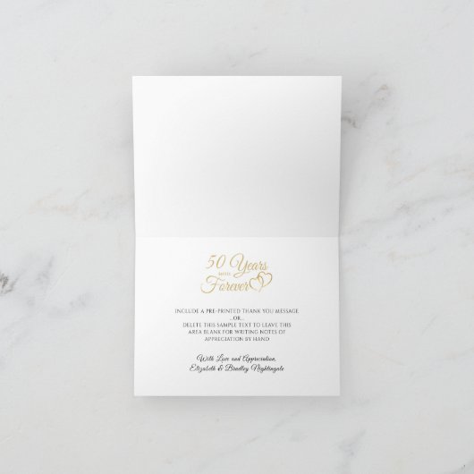 50e verjaardag Monogram Hearts Gold Bedankt (Binnen)