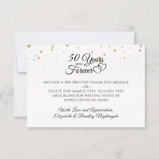 50e verjaardag Monogram Hearts Gold Bedankt (Achterkant)