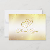 50e verjaardag Monogram Hearts Gold Thank You Bedankkaart (Voorkant)