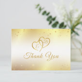 50e verjaardag Monogram Hearts Gold Thank You Bedankkaart (Staand voorkant)