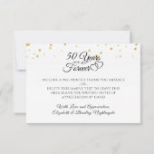 50e verjaardag Monogram Hearts Gold Thank You Bedankkaart (Achterkant)