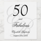 50e verjaardag Monogram Minimalistisch Elegant Wijn Etiket (Enkel label)