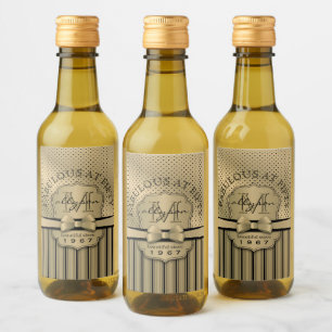 50e verjaardag Mousserende Wijn Goud Polka Dot Str Wijn Etiket