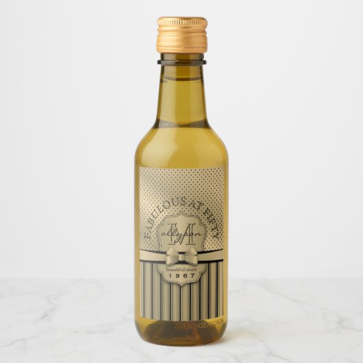 50e verjaardag Mousserende Wijn Goud Polka Dot Str Wijn Etiket (Voorkant)