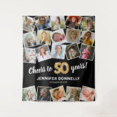 50e verjaardag Multi foto achtergrond Wandkleed (Voorkant)