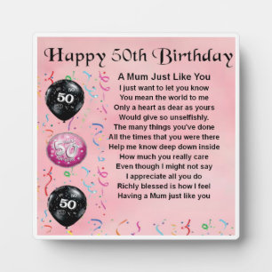 50e verjaardag Mum Poem Plaque Fotoplaat