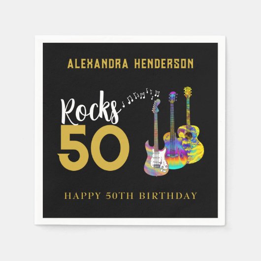 50e verjaardag Muziek Guitar Rocks 50 Servet (Voorkant)