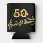50e verjaardag muzieknoten zwarte goudnaam blikjeskoeler (Voorkant)