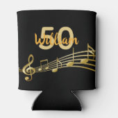 50e verjaardag muzieknoten zwarte goudnaam blikjeskoeler (Achterkant)