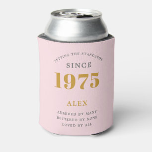 50e verjaardag naam 1975 roze grijs elegante Chic Blikjeskoeler