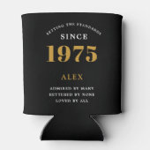50e verjaardag naam 1975 zwart goud elegante Chic Blikjeskoeler (Achterkant)