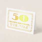 50e verjaardag; naam + Art Deco Geïnspireerd om "5 Folie Kaarten (Voorkant)