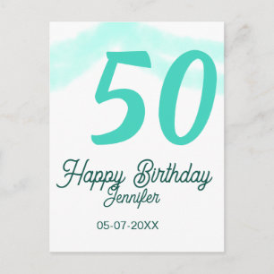 50e verjaardag naam datum jaar groene pastel vet briefkaart