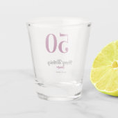 50e verjaardag naam datum jaar mauve sjabloon shot glas (Achterkant)