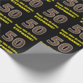 50e verjaardag: Naam & Faux Wood Grain Patroon "50 Cadeaupapier (Hoek)