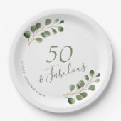 50e verjaardag naam gepersonaliseerde elegante papieren bordje (Voorkant)