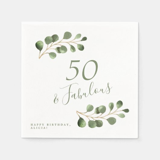 50e verjaardag naam gepersonaliseerde elegante servet (Voorkant)