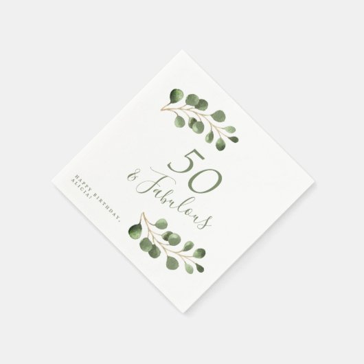 50e verjaardag naam gepersonaliseerde elegante servet (Hoek)