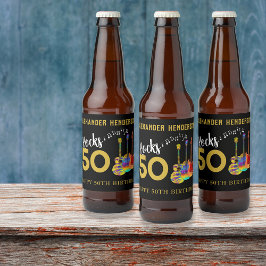 50e Verjaardag Naam Gitaren Muziek Rocks 50 Bier Etiket