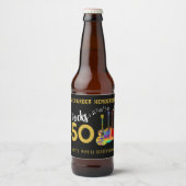 50e verjaardag Naam gitaren Muziek Rocks 50 Bier Etiket (Voorkant)