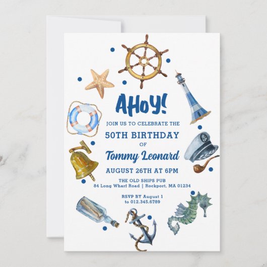 50e verjaardag nautische zomer 2024 uitnodiging (Voorkant)