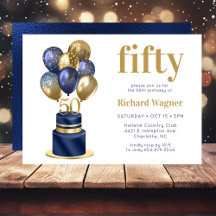 50e verjaardag Navy blauwe ballon cake