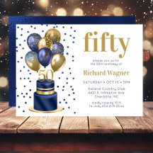 50e verjaardag Navy blauwe ballon cake