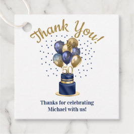 50e verjaardag Navy Blue Balloon Cake Bedankt Bedankjes Labels